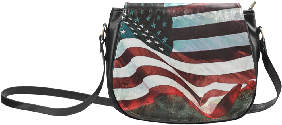 A Abstract Waving Usa Flag Classic Saddle Bag/large - Trick R Treat Sam Purse Clipart (991x439), Png Download