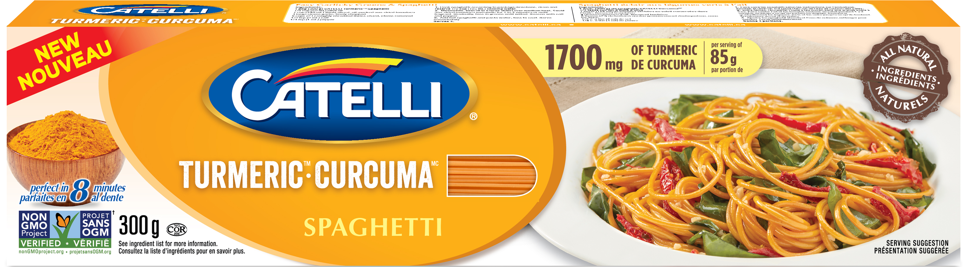 300 G - Catelli Turmeric Pasta Clipart (3337x993), Png Download