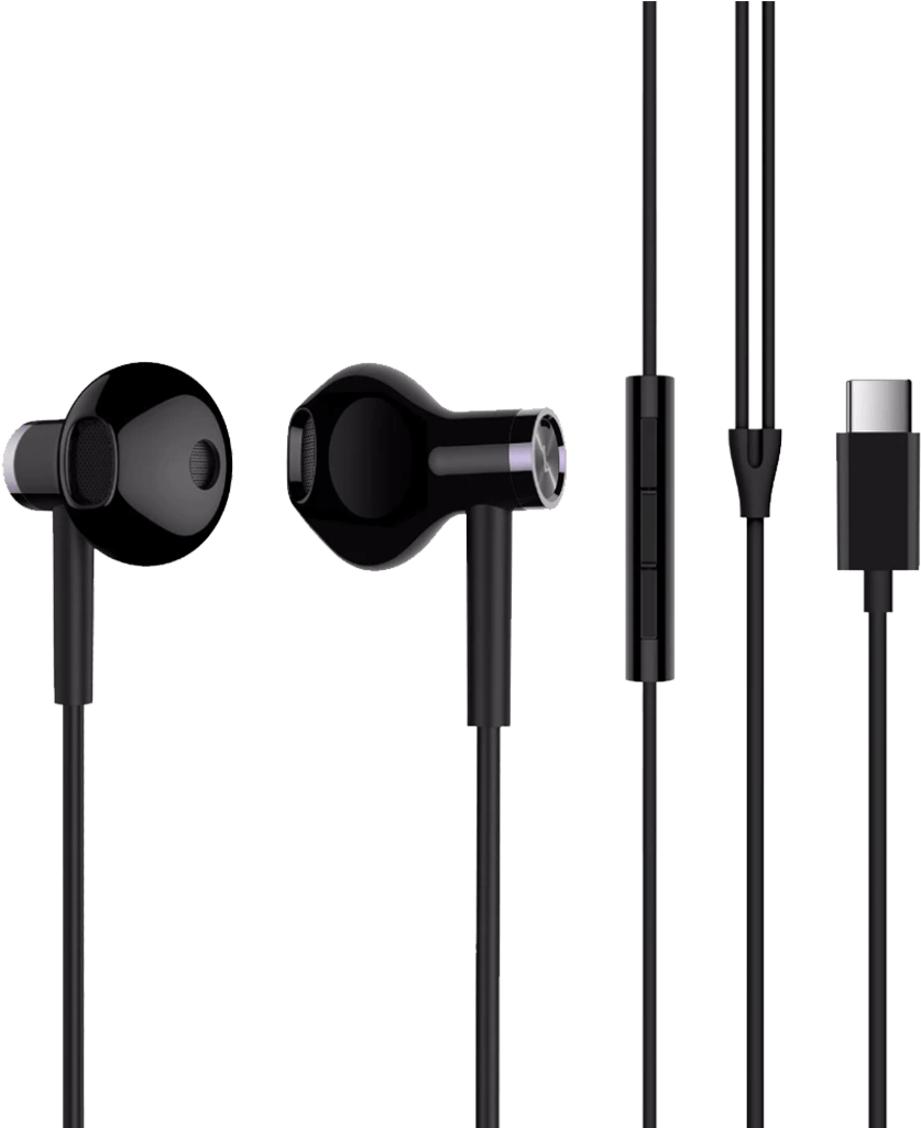 Mi Dual Driver Earphones Type C - Xiaomi Dual Driver Earphones Clipart (837x1025), Png Download