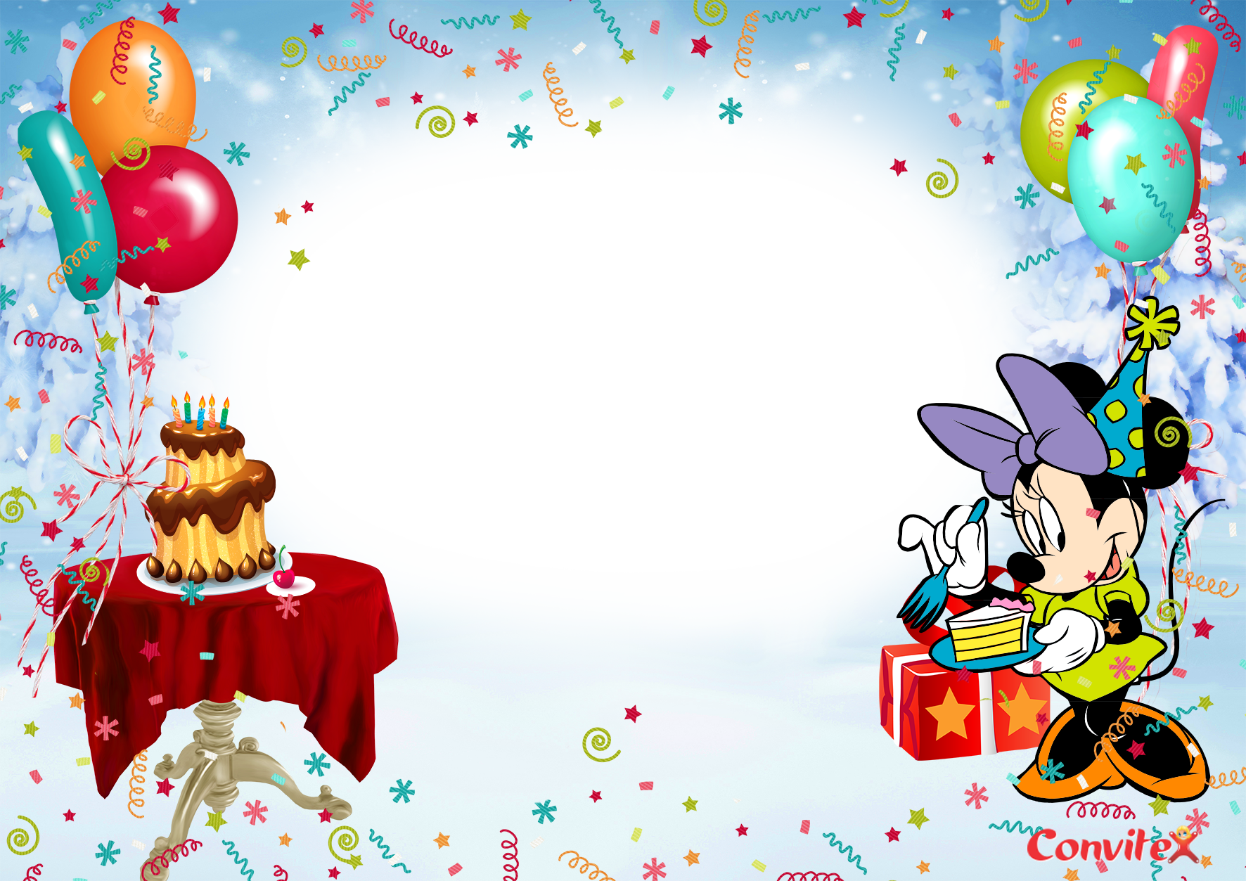 Convitex Niver Disney Minnie - Convite De Aniversario Png Clipart (1772x1253), Png Download