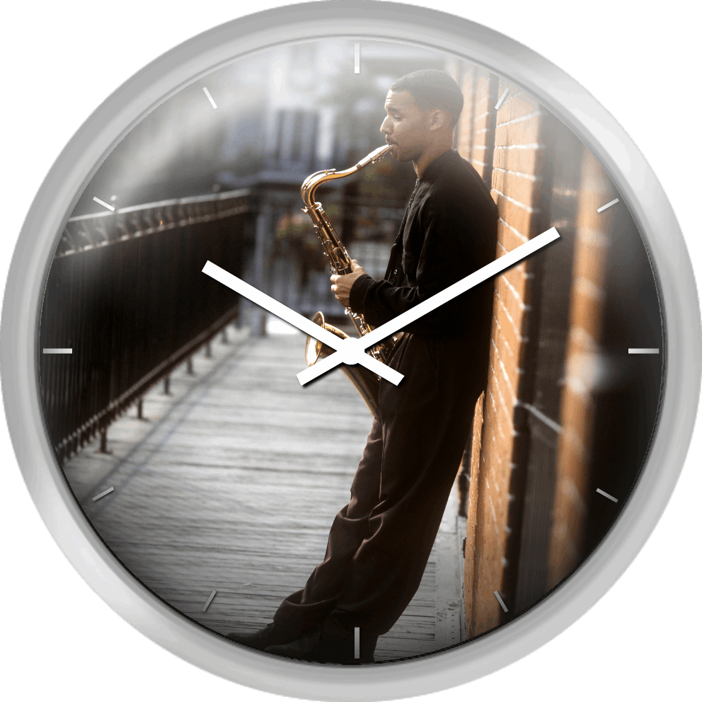 Sax Player - Wall Clock Clipart (992x992), Png Download