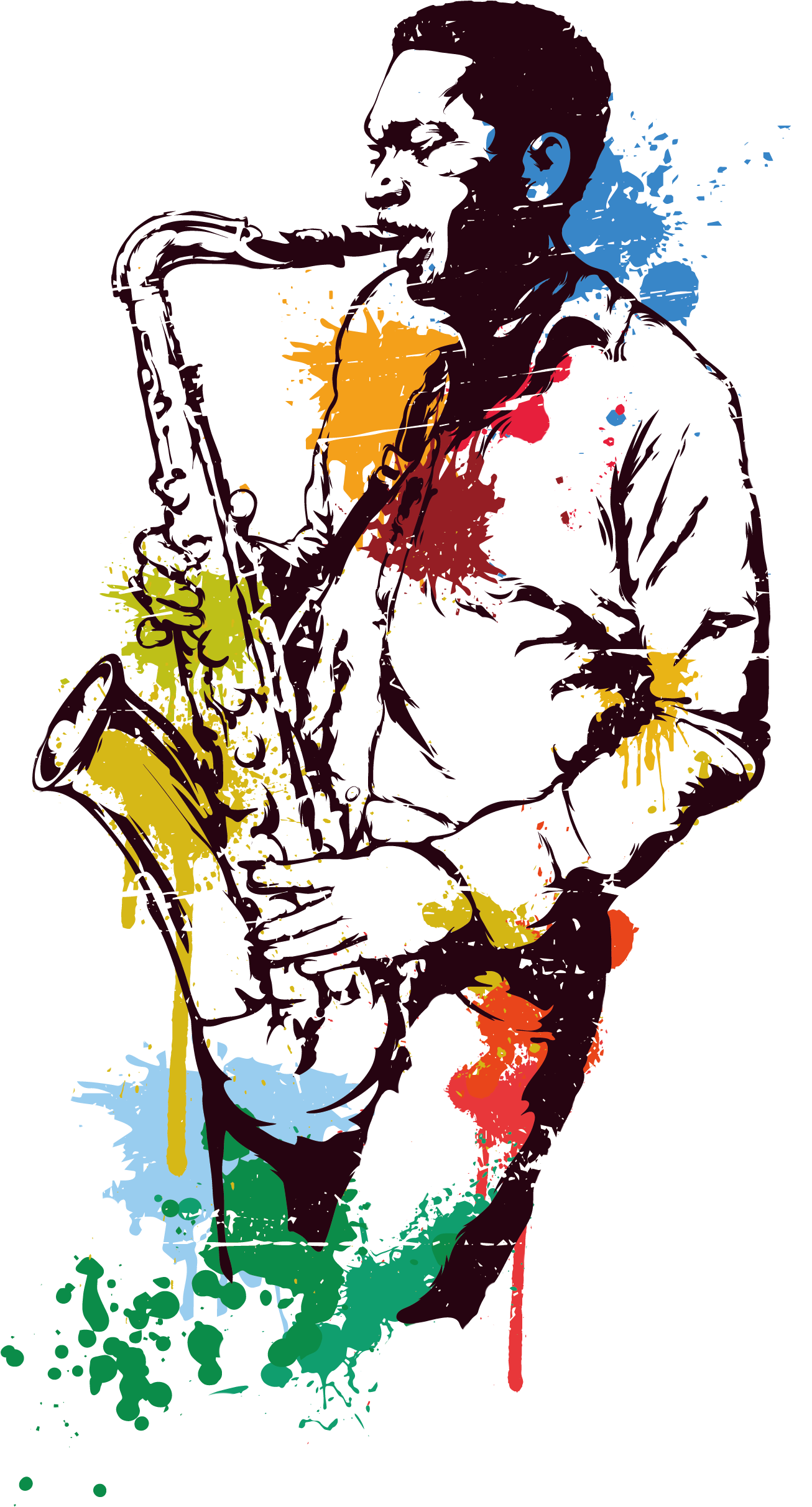 Saxophone Stained Water Saxophonist Transprent Png - Saxophone Player Clipart (1607x2443), Png Download