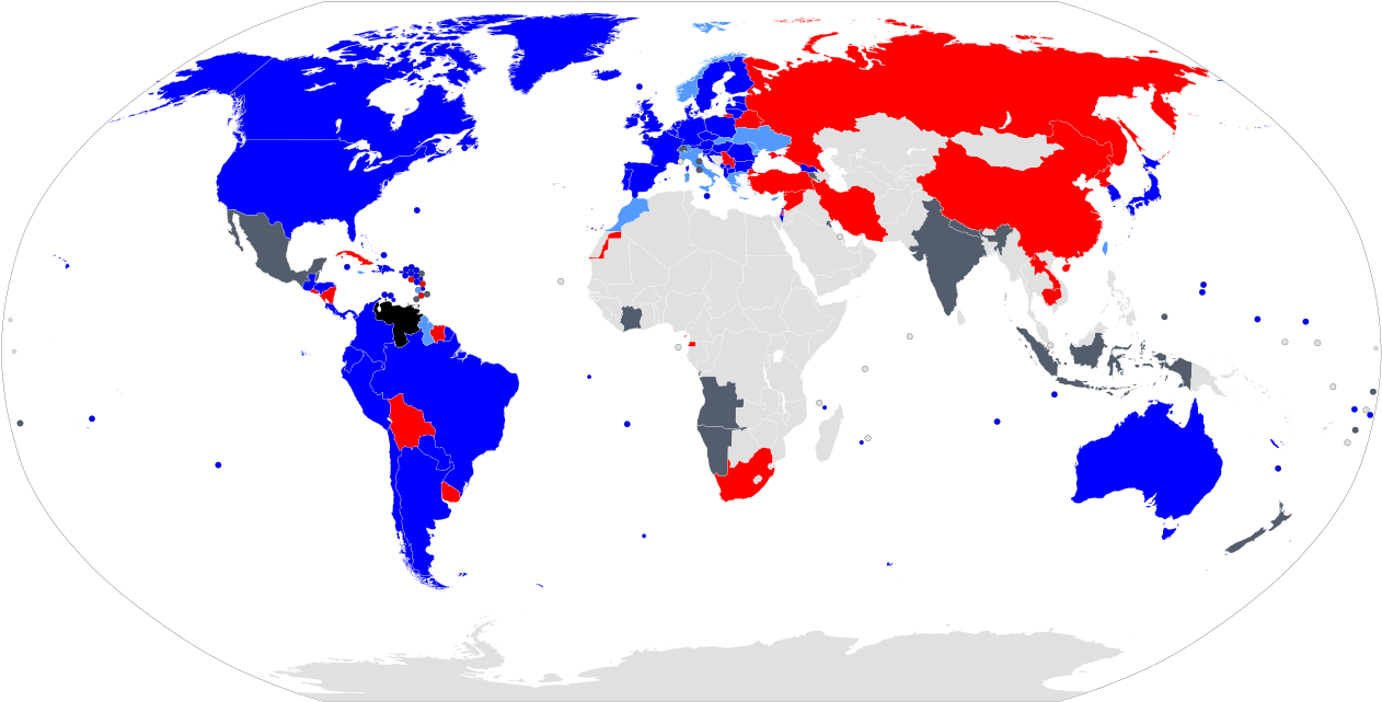 Venezuela President Recognition Map - Global Compact On Migration Map Clipart (1280x656), Png Download