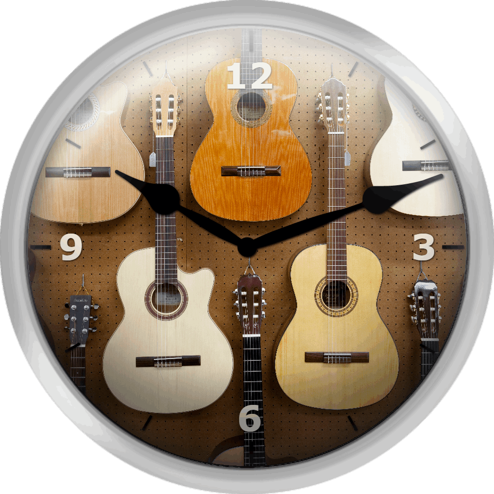 Various Guitars Hanging From Wall - Acoustic Guitar Clipart (992x992), Png Download