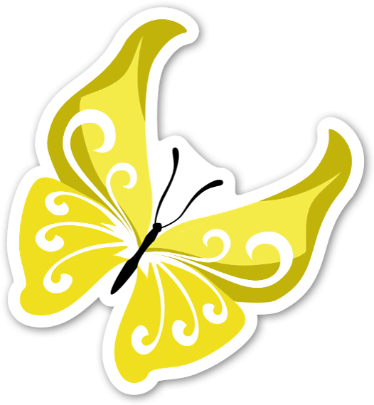 Borboleta Amarela Sticker - Borboleta Png Amarela Clipart (554x600), Png Download