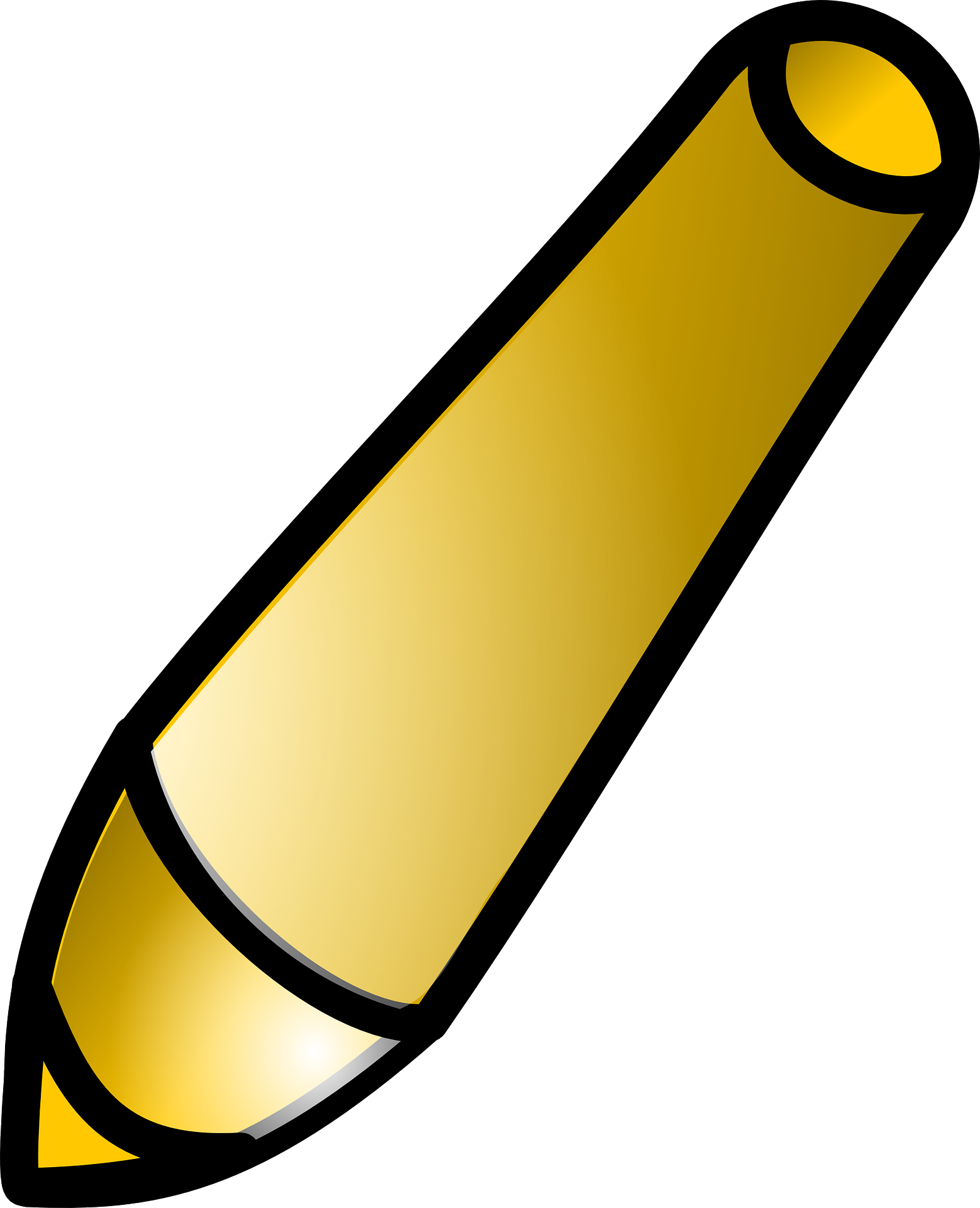 Gold Pencil Drawing - Golden Pen Clip Art - Png Download (1558x1920), Png Download