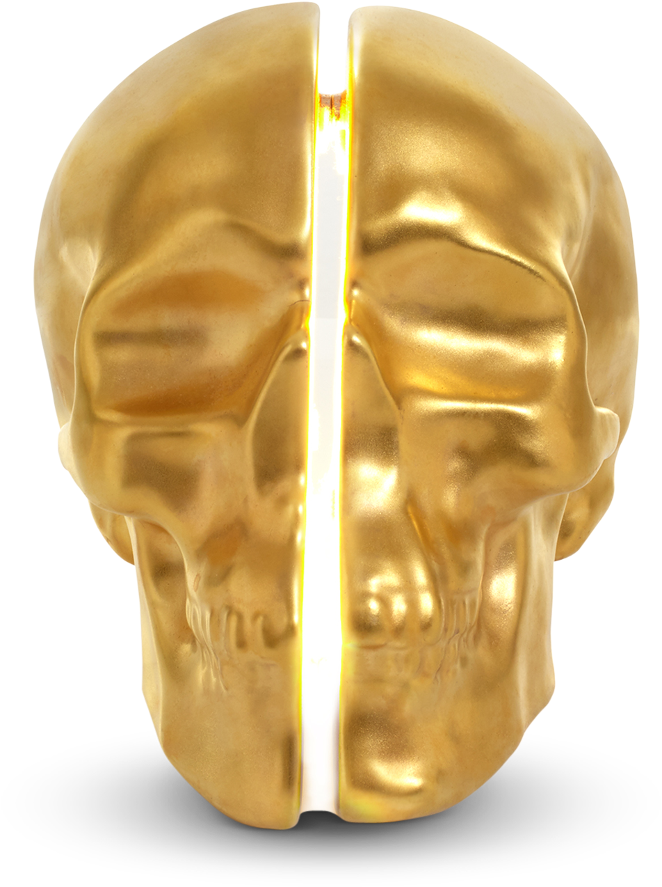Yorick Skull Lamp, 24kt Gold Hand Painted-0 Clipart (1400x1636), Png Download