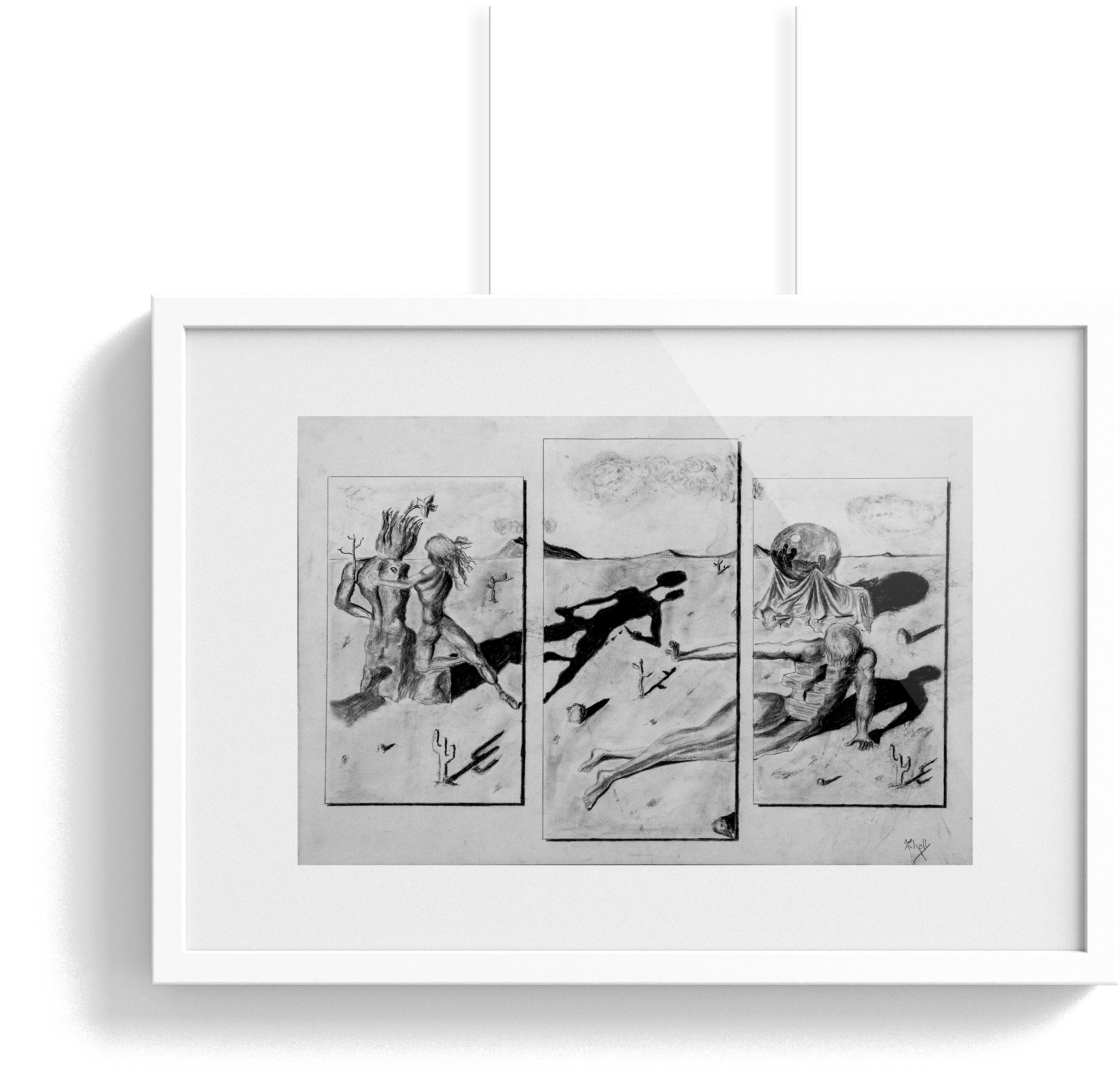 Sand Dunes Charcoal Drawings - Picture Frame Clipart (4681x3600), Png Download