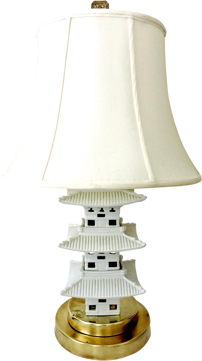 Vintage Chinese Blanc De Chine White Pagoda Table Lamp - Lampshade Clipart (917x1639), Png Download