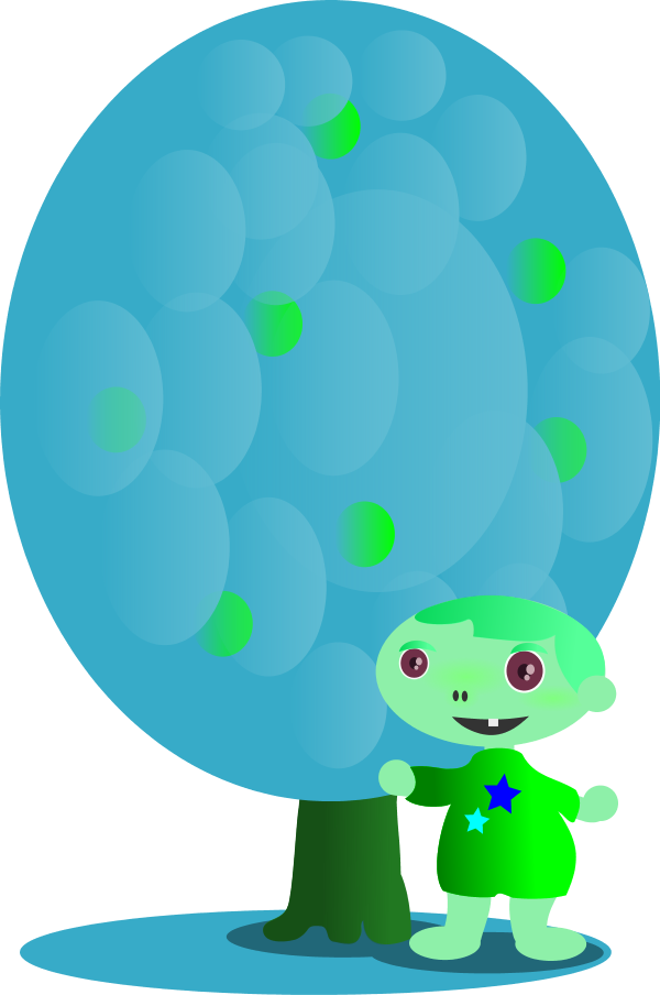 Red Fruit Tree With A Baby - Cartoon Clipart (600x904), Png Download