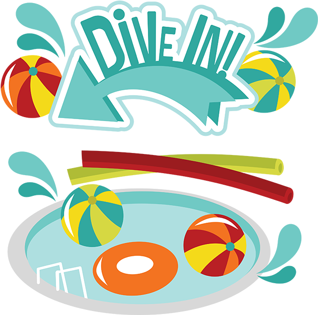 Dive In Scrapbook Collection Swimming Pool Cut - Pool Fun Clipart - Png Download (648x623), Png Download