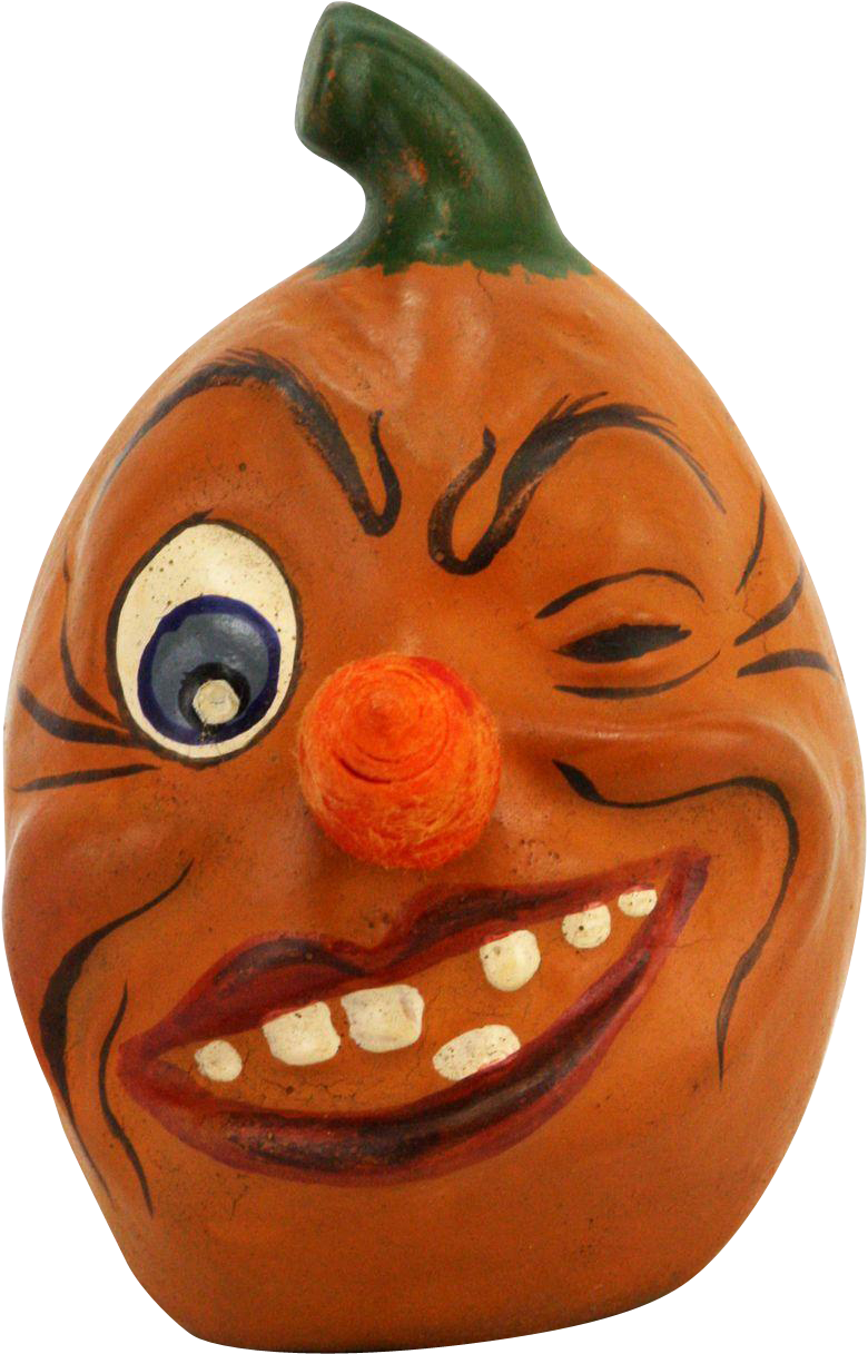 Antique German Halloween Pumpkin Head Candy Container - Vintage Jack O Lantern For Sale Clipart (780x1217), Png Download