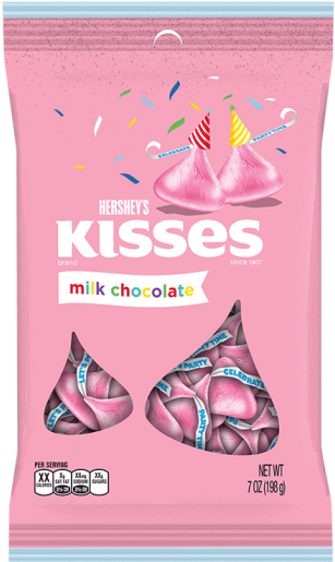 Hersheys Milk Chocolate Birthday Kisses Pink 7oz 198g - Hershey Birthday Candy Peg Bag Clipart (525x600), Png Download