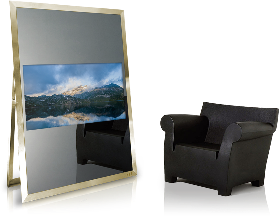 Elegance Gold Mirror Television - Télévision Miroir Clipart (1500x750), Png Download