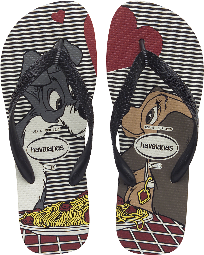 Havaianas Lady And The Tramp Valentines Day Flip Flops - Disney Havaianas Adults Clipart (780x1000), Png Download