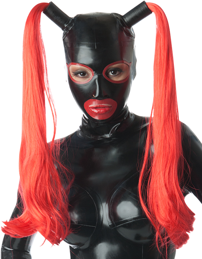 Latex Bdsm Mask Pigtails , Png Download - Fetish Mask Rubber Clipart (689x884), Png Download