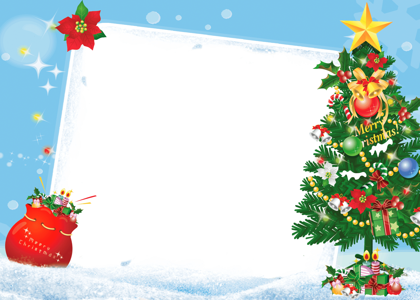Merry Christmas Png Download With Frame Tree Gifts - Merry Christmas Border Png Clipart (1600x1143), Png Download