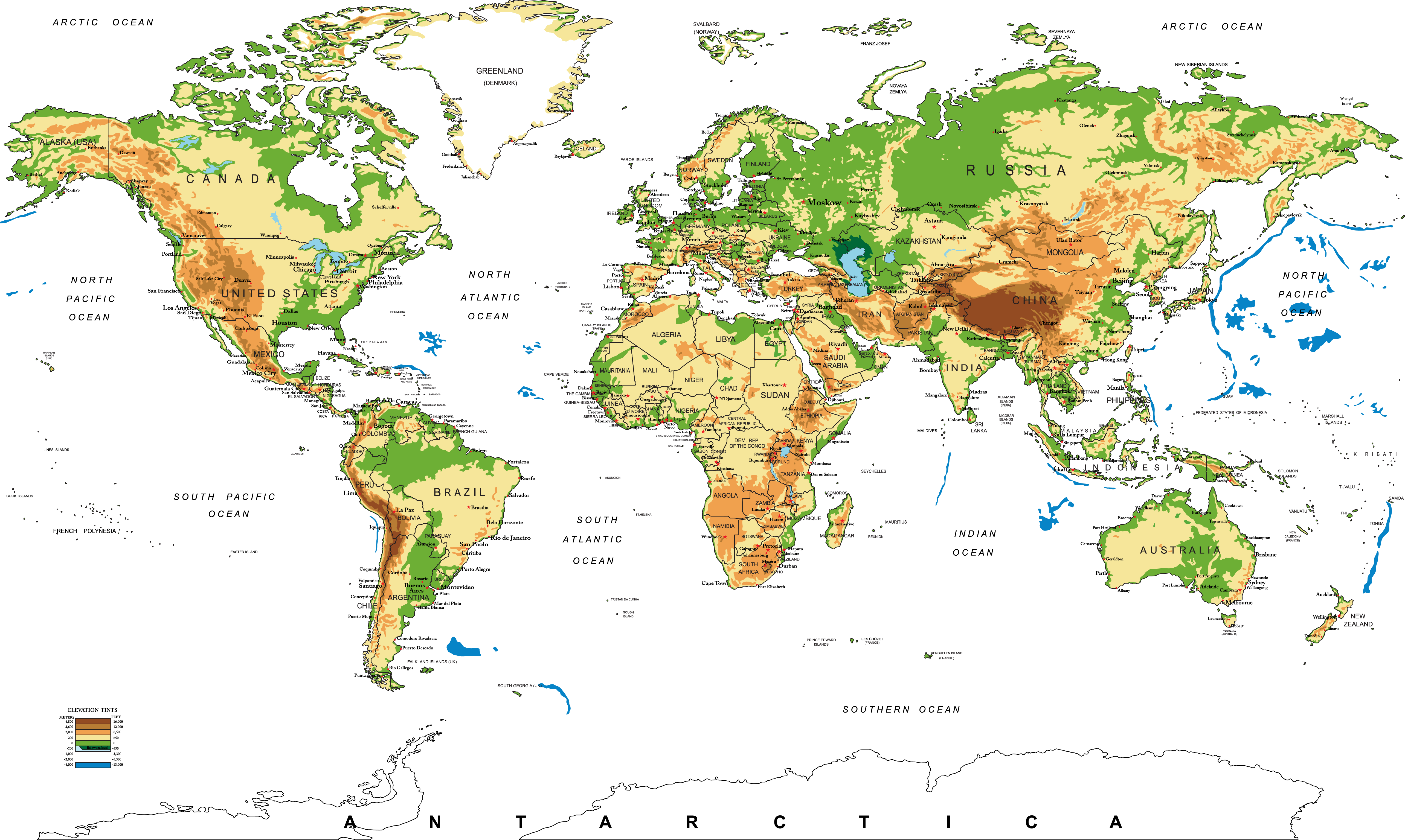 Hd World Map - Carte Du Monde Hd Clipart (5136x3072), Png Download