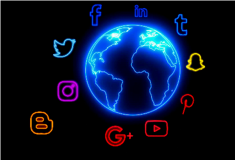 Social World Png➤ Download - Neon Social World Png Clipart (614x768), Png Download