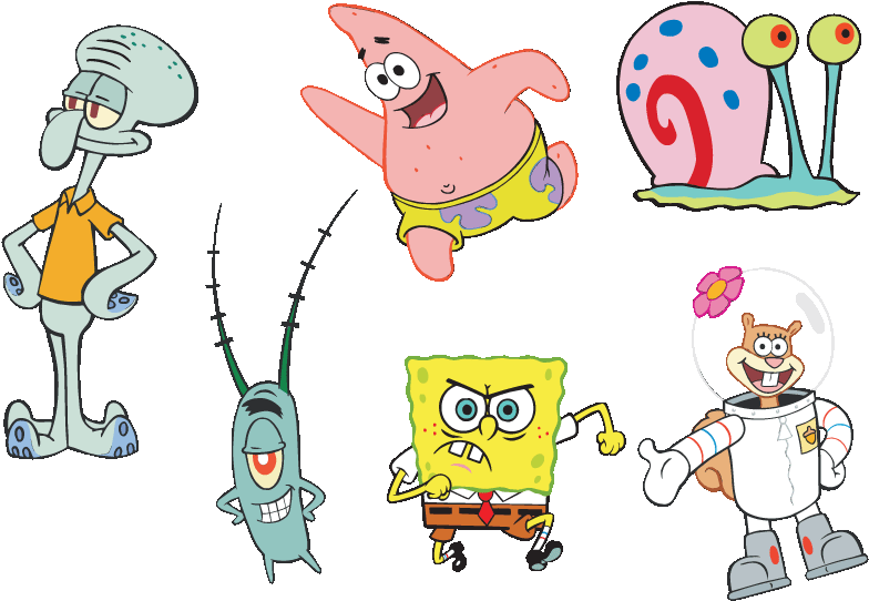 Download Free Printable Clipart And Coloring Pages - Spongebob Squarepants Personages - Png Download (885x626), Png Download