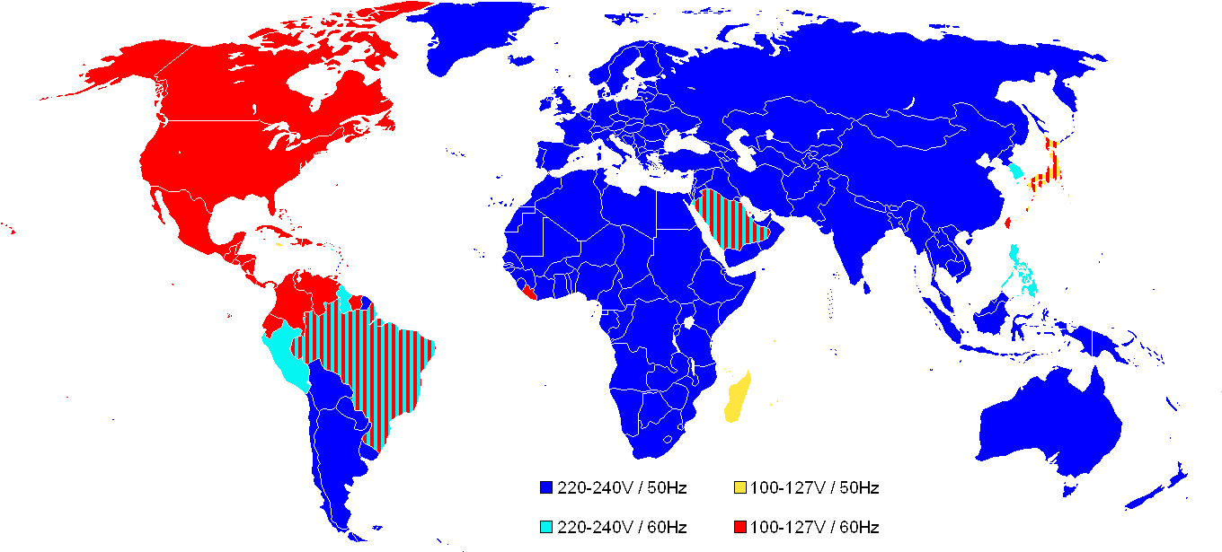 World Map Of Mains Voltages And Frequencies, Simplified - 50 Hz 60 Hz Countries Clipart (1425x625), Png Download