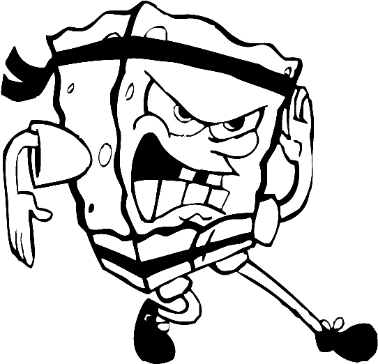 Karate Clipart Spongebob - Spongebob Karate Coloring Pages - Png Download (595x842), Png Download