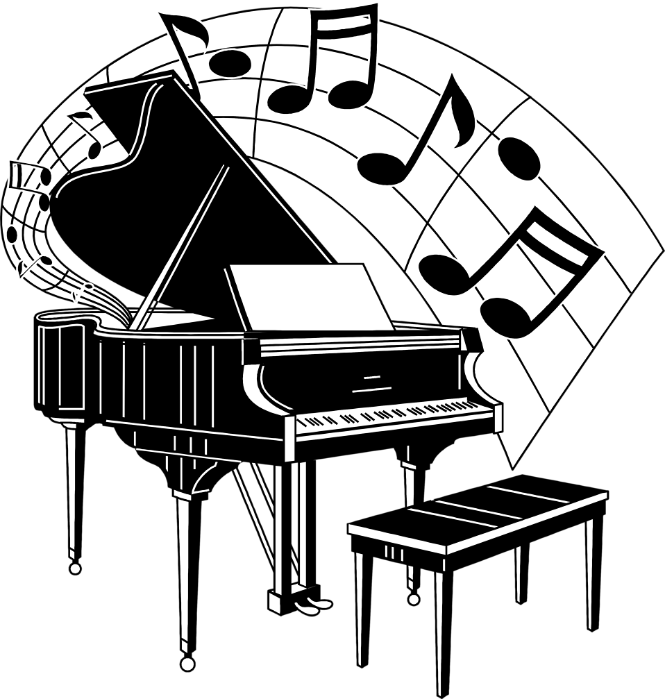 Musical Music Notes Music Notes Clip Art Music And - Piano With Music Notes - Png Download (958x1007), Png Download