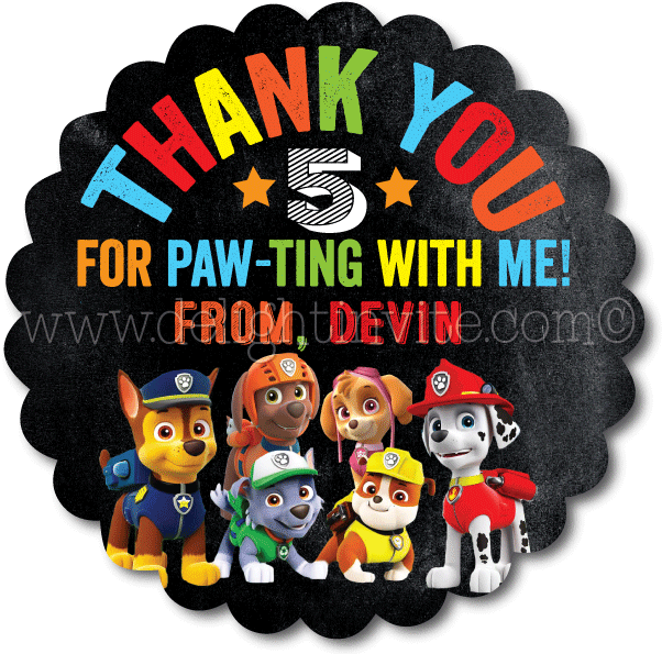 Paw Patrol Birthday Favor Tags - Cartoon Clipart (602x595), Png Download