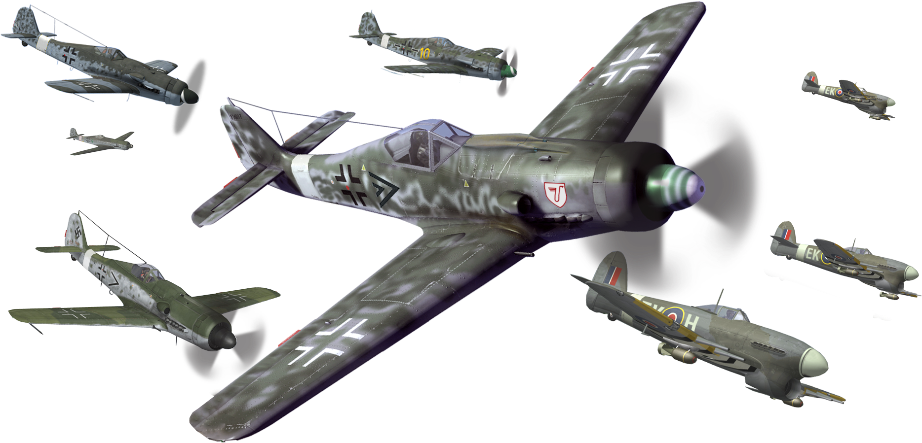 2048 X 1107 5 - World War 2 Airplane Png Clipart (2048x1107), Png Download