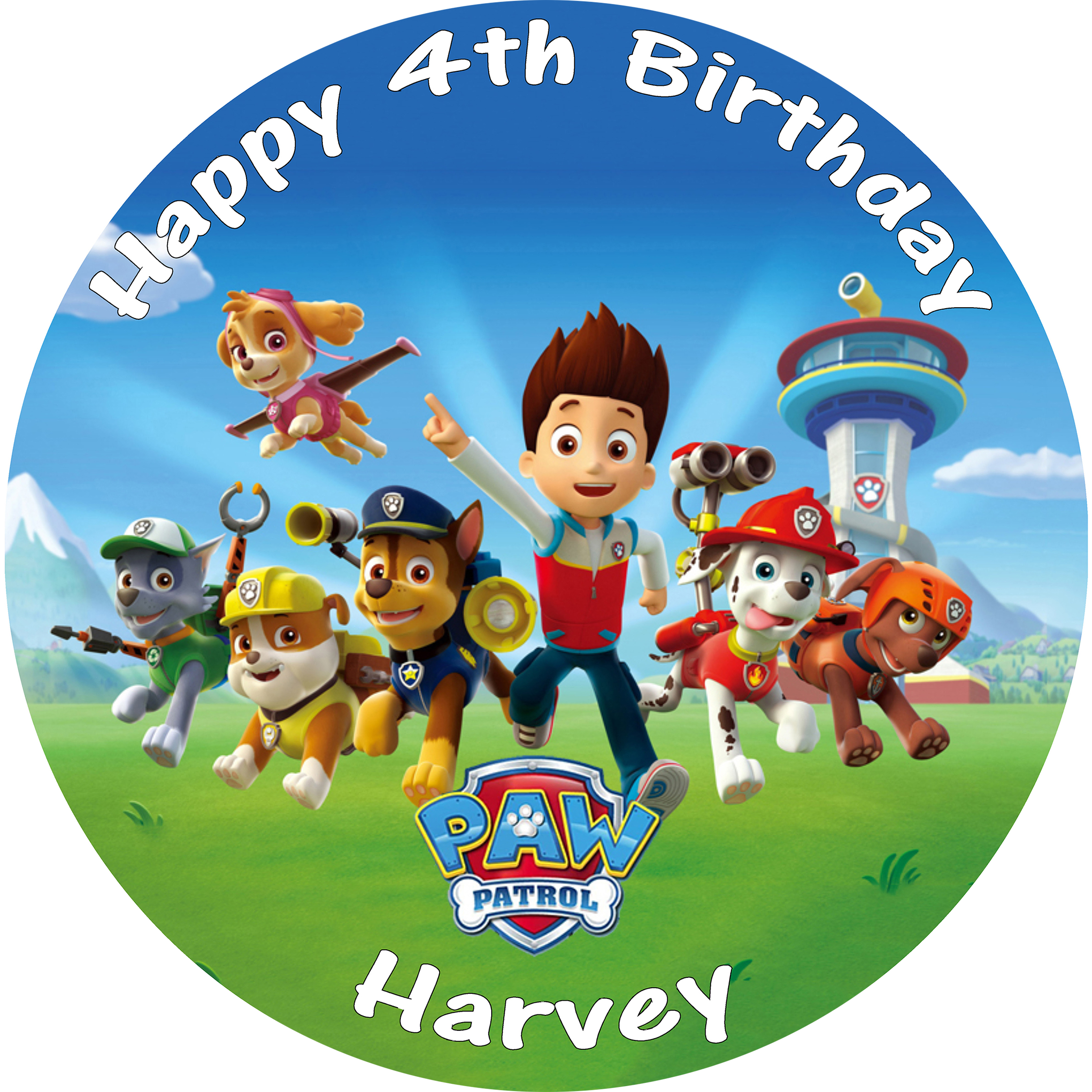 Cake Topper Edible Round - Paw Patrol Birthday Phrases Clipart (2250x2250), Png Download
