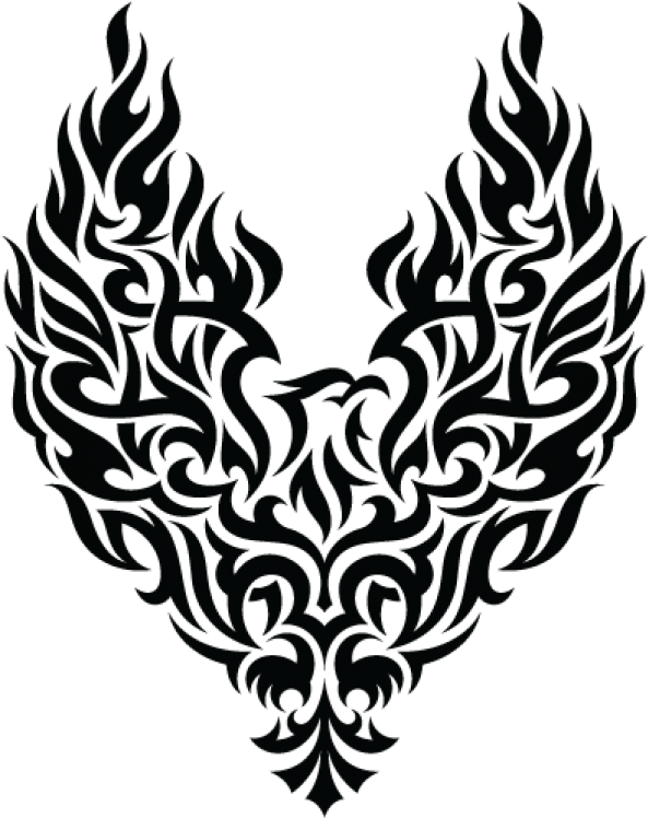 Tattoo Png Free Download - Tribal Phoenix Clipart (600x765), Png Download