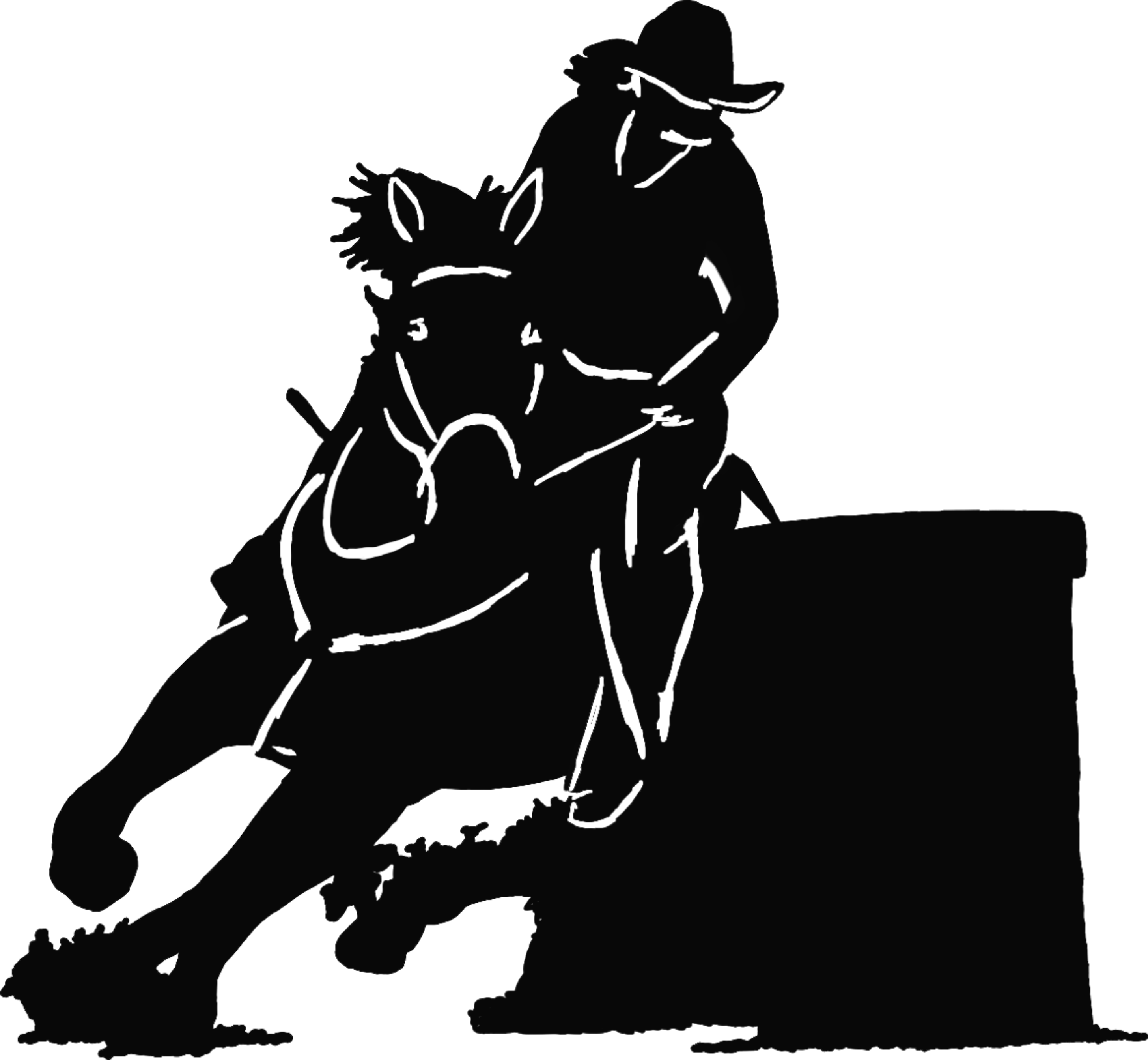 Barrel Racing Horse Silhouette Image Horse Png File - Barrel Racer Silhouette Clipart (3000x3000), Png Download