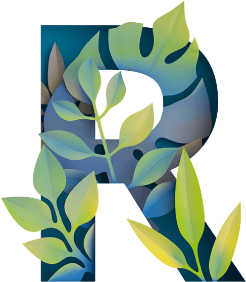 Green Organic Paper Jungle Font - Floral Design Clipart (595x595), Png Download