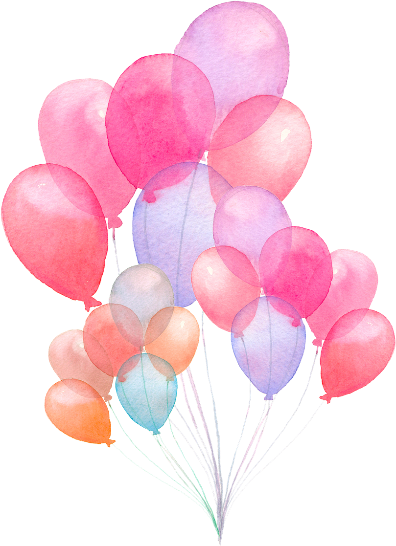 Colorful Balloons Png Picture - Watercolor Balloons Png Clipart (1280x1280), Png Download