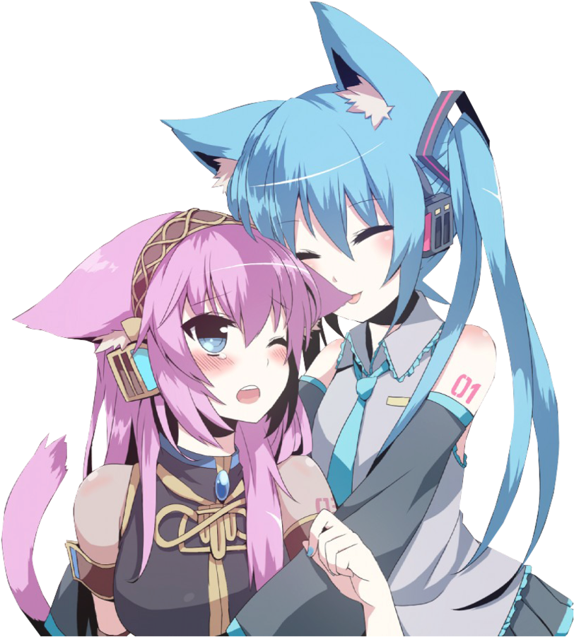 729kib, 840x952, Miku And Luka Neko Render By Katkoyox-d4uxuvc - Neko Miku And Luka Clipart (840x952), Png Download