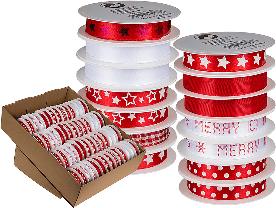 Red/white Coloured Ribbon - Box Clipart (945x709), Png Download