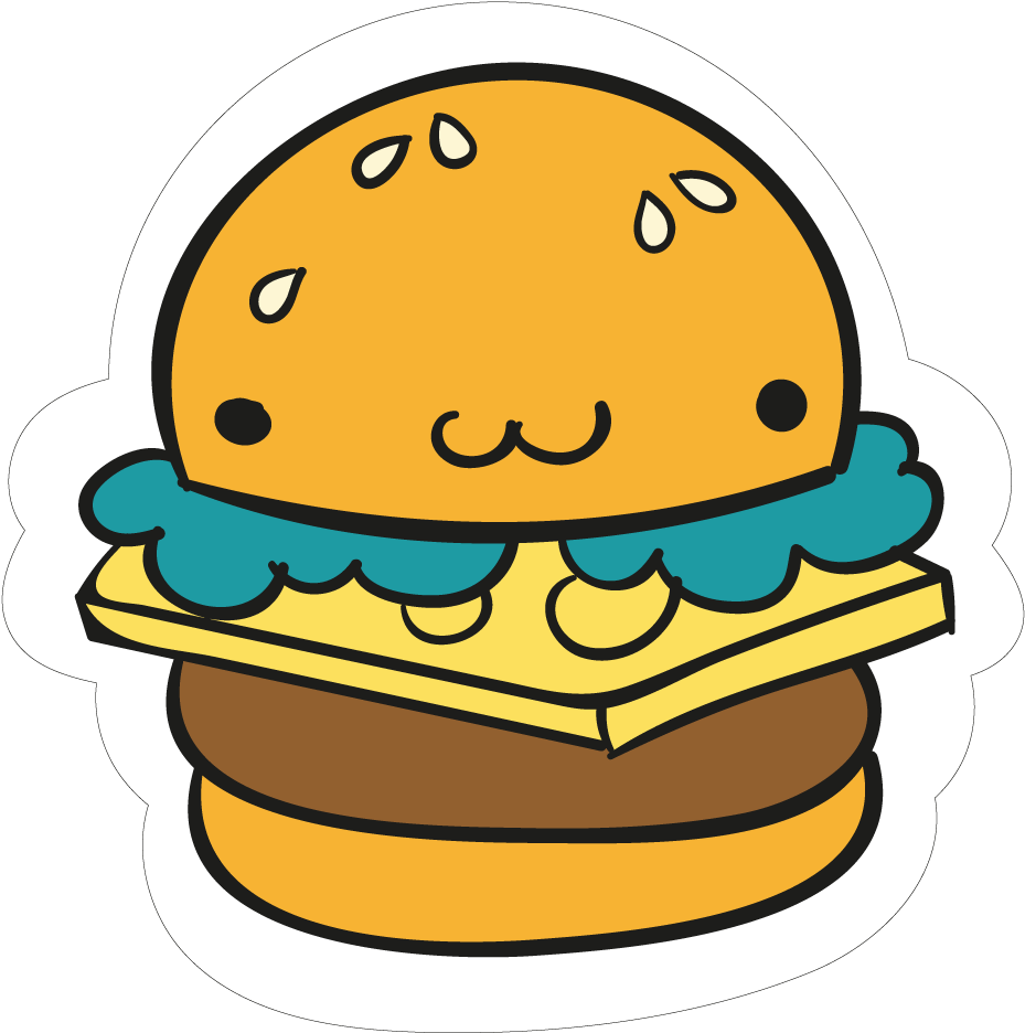 Cartoon Burger Png - Burger Sticker Png Clipart (929x936), Png Download