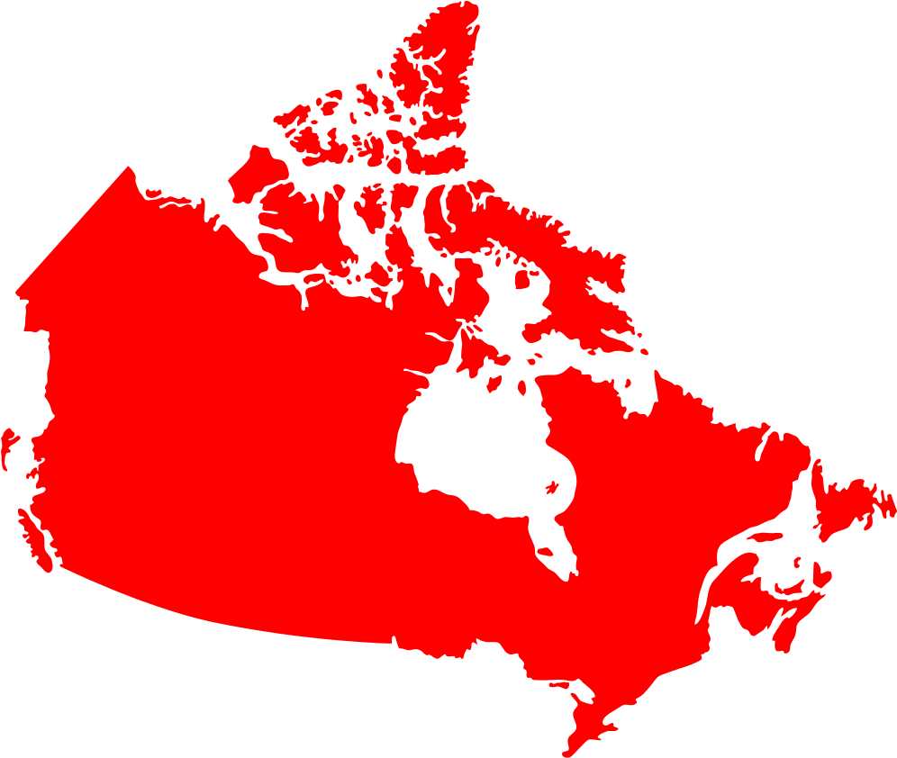 Canada Map Red Silhouette - Map Of Canada Clipart (1007x850), Png Download