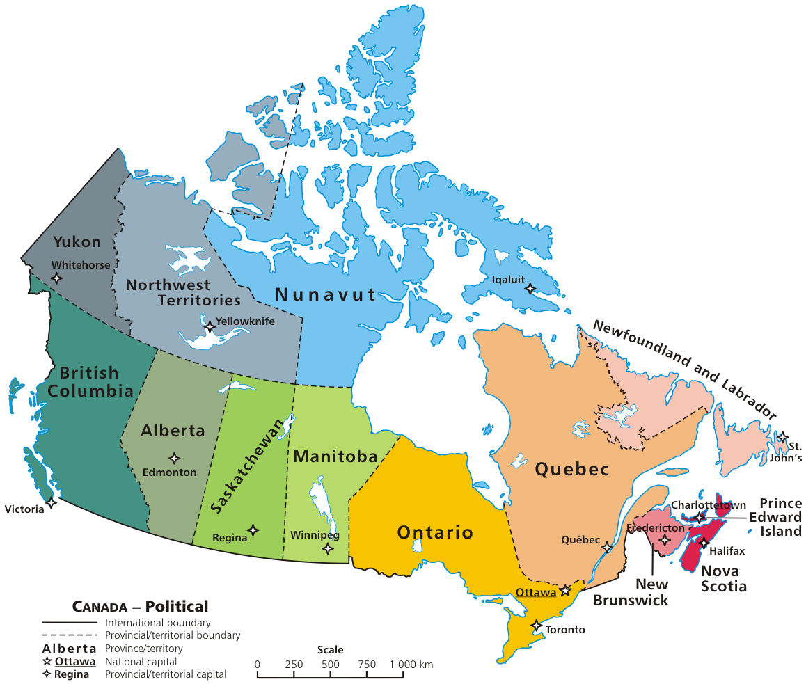 Map Canada Political 2 - Map Of Canada Kids Clipart (1280x1107), Png Download