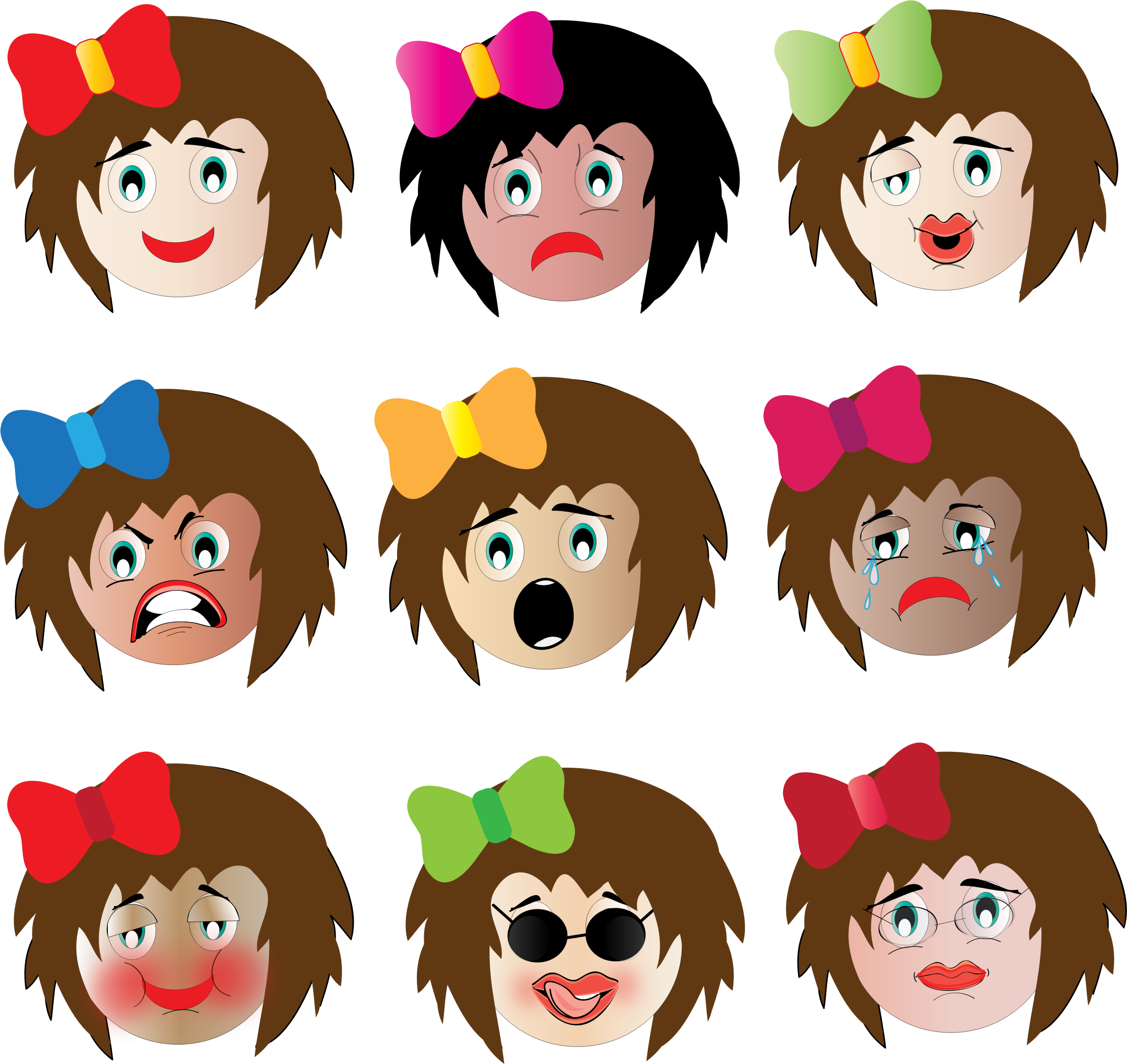 This Free Icons Png Design Of Female Emtional Faces - Animasi Gambar Ekspresi Wajah Clipart (2330x2198), Png Download