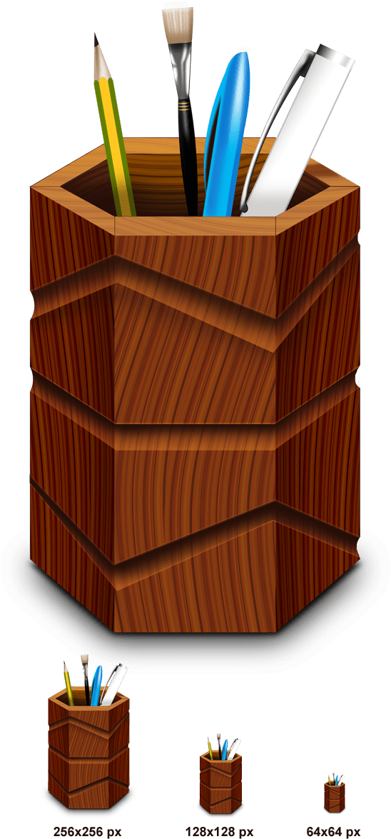 Preview Of Wooden Pen Stand - Pen Stand Png Clipart (600x1200), Png Download