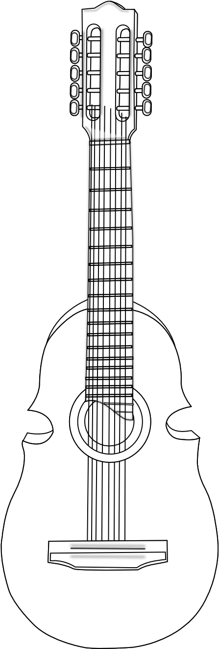Cuatro Black White Line Art 999px 134 - Indian Musical Instruments Clipart (999x1413), Png Download