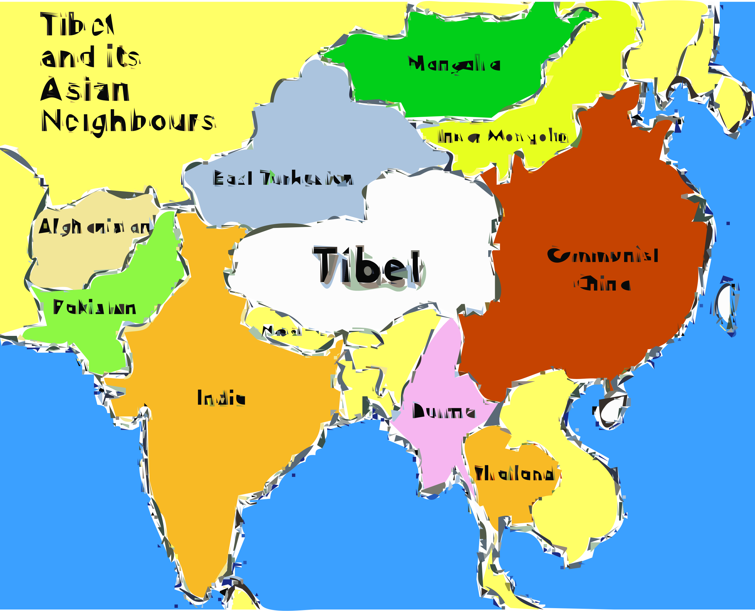This Free Icons Png Design Of Tibet Map - Tibet Haritası Clipart (2400x1941), Png Download