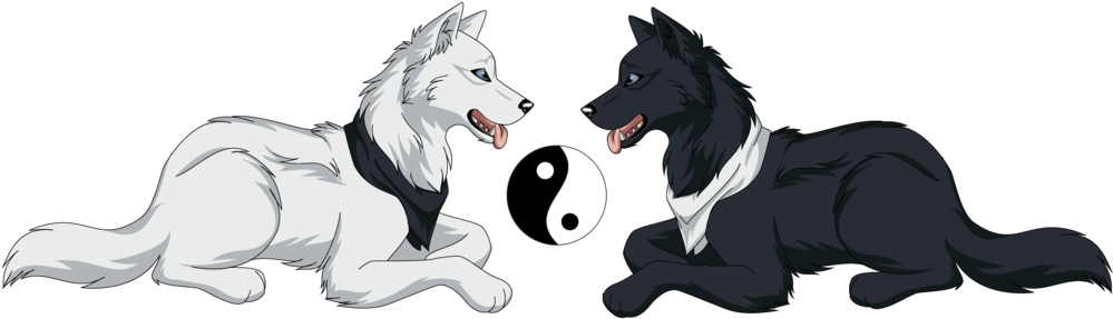 Anime Wolf Yin Yang Clipart (1024x382), Png Download