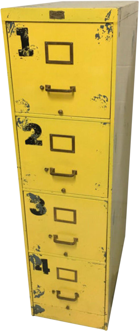 Vintage Yellow File Cabinet With Numbers Chairish - Locker Clipart (572x1354), Png Download