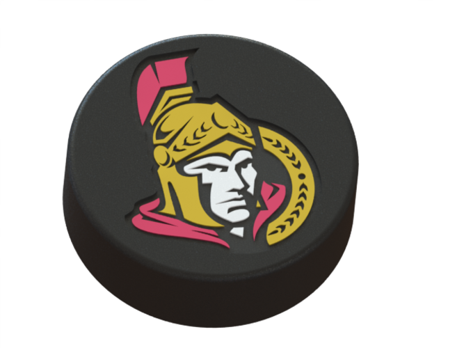 Ottawa Senators Logo On Ice Hockey Puck 3d Print - Ottawa Senators Clipart (667x500), Png Download