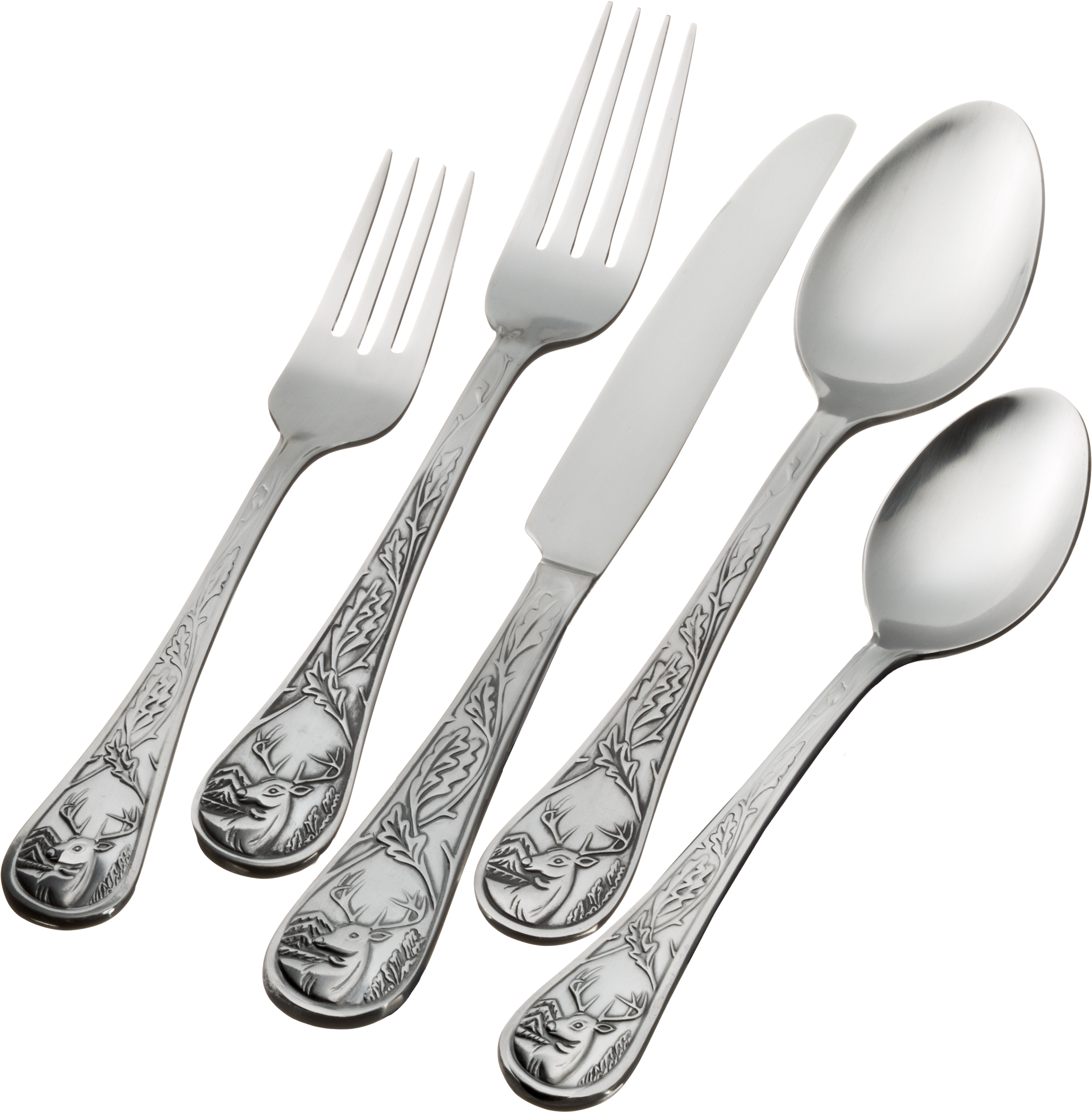 Bass Pro Shops® Outdoor-themed 20 Piece Flatware Collection - Spoon Clipart (2511x2556), Png Download