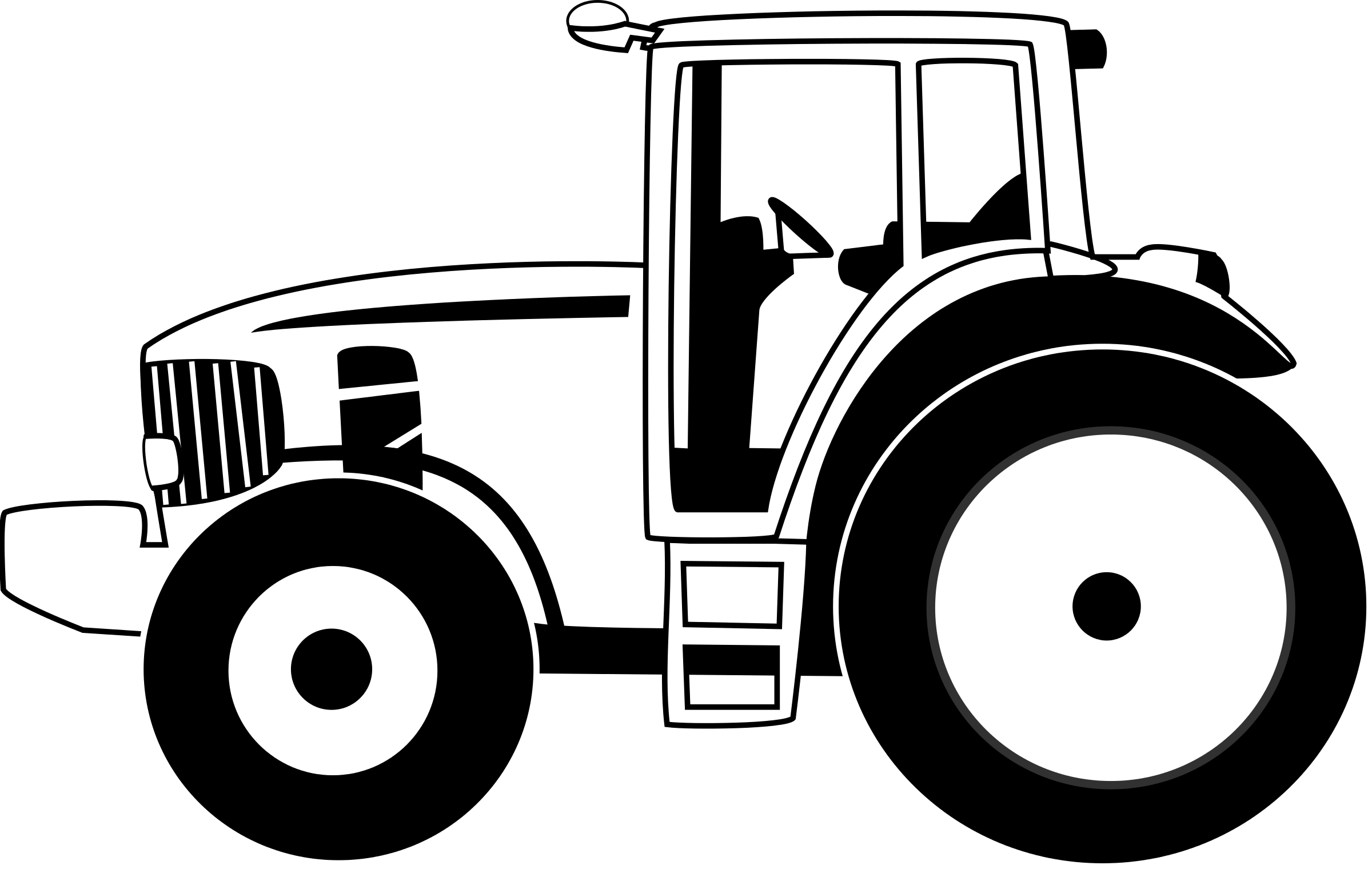 Car Outline Png - Tractor Black And White Clipart Png Transparent Png (2400x1520), Png Download