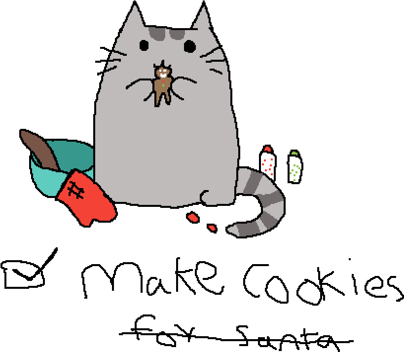 X-mas Pusheen Cat - Cartoon Clipart (1000x1000), Png Download