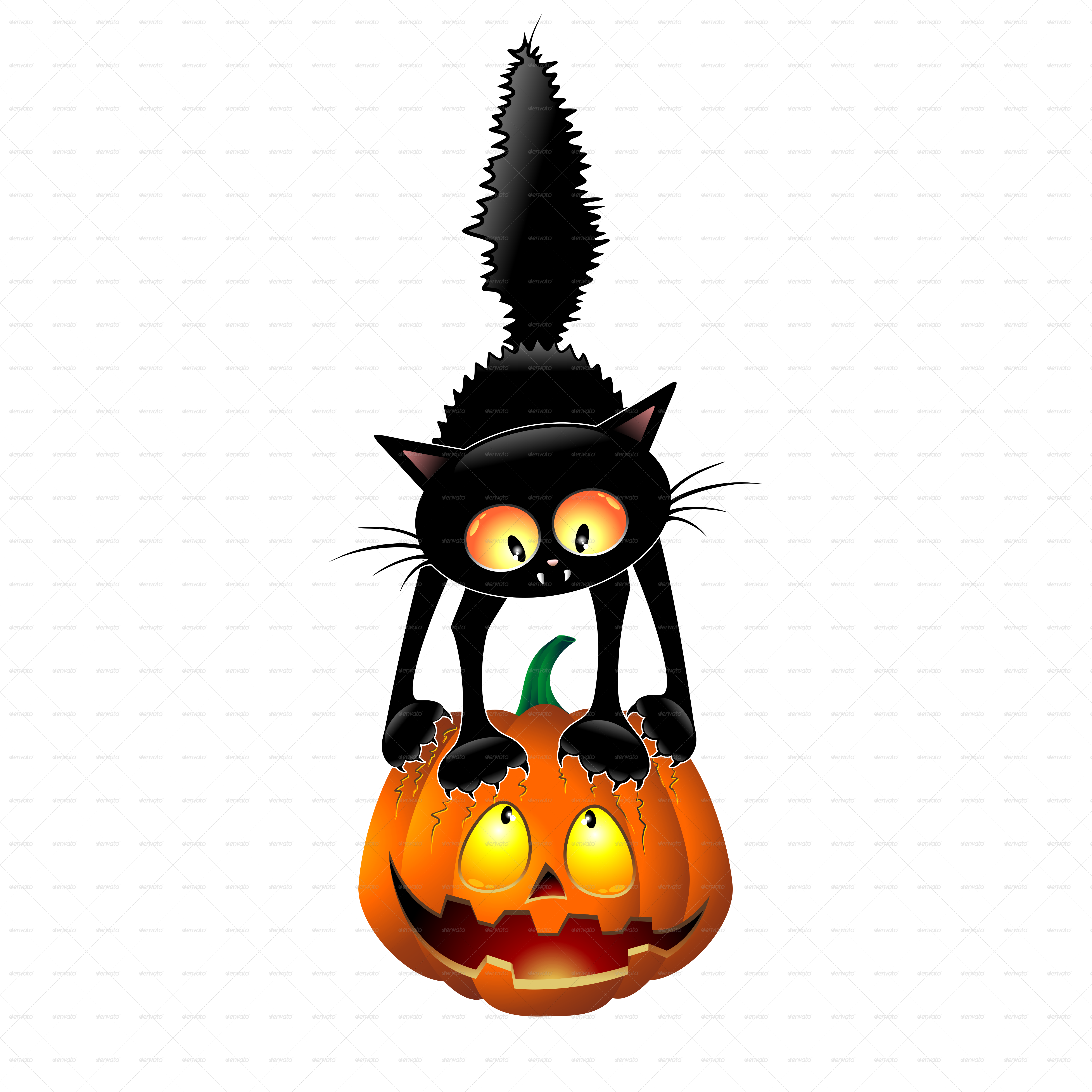 Cartoon Halloween Pumpkins Black Cats 138843 - Small Halloween Clip Art - Png Download (5000x5000), Png Download